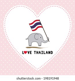 Elephant holding Thai flag for background and decoration.