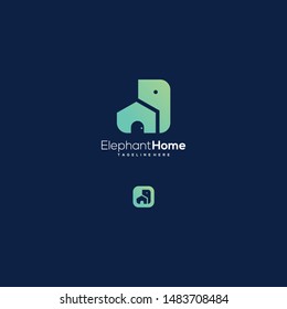 Elephant home. Elephant logo design vector template