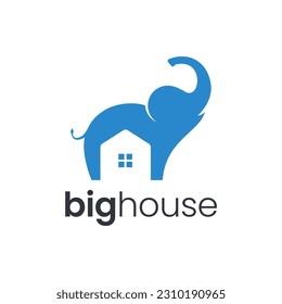 Elefant und Hauskombinationslogo. Es eignet sich für die Verwendung als Logo für den Eigenverkauf.