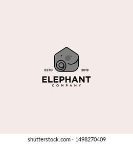 Elephant House Emblem Label logo design vector