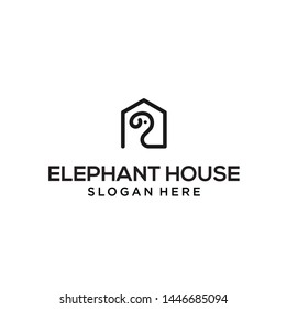 elephant house logo design vector illustration template
