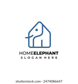 Vector con el logo de la casa del elefante, combinación de símbolos de elefante