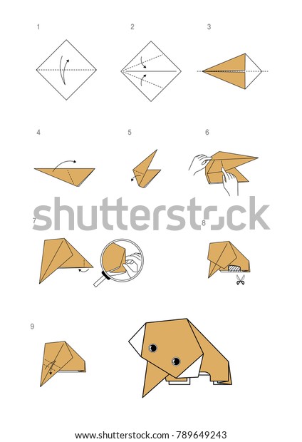 Elephant How Make Origami Stock Vector Royalty Free 789649243