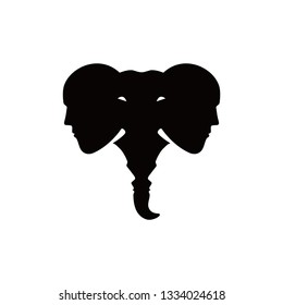 Elephant Human Heads Gestalt Simple Illustration