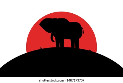 Elephant icon, african animal, silhouette art image, vector illustration isolated on white background