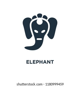 Elephant icon. Black filled vector illustration. Elephant symbol on white background. Can be used in web and mobile.