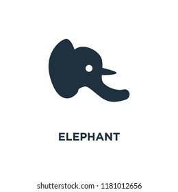 Elephant icon. Black filled vector illustration. Elephant symbol on white background. Can be used in web and mobile.