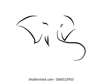 Elephant icon black and white background .