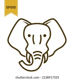 Icono del elefante. Ilustración de línea simple en blanco y negro. El avatar del elefante. 