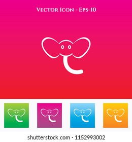 Elephant Icon in Colored Square box. eps-10