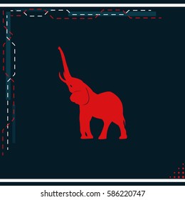 Elephant icon. Flat animal illustration.