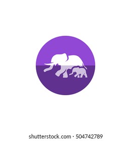 Elephant icon in flat color circle style. Mammal zoo animal family jungle safari