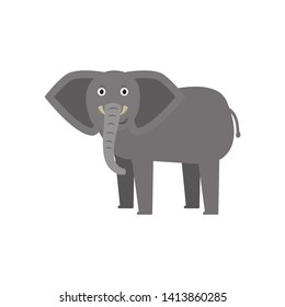 Elephant icon in flat style, african animal vector illustration