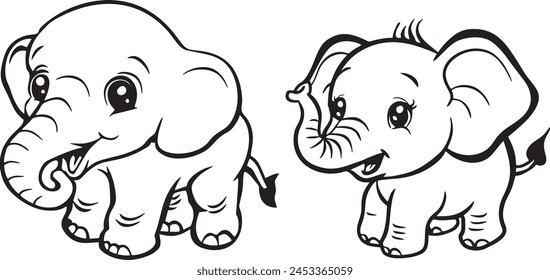 elephant icon happy cute cartoon style coloring 