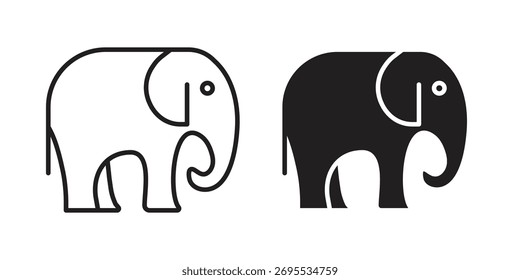 Elephant icon illustrations collection. editable stroke outline and flat style