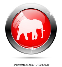 Elephant icon. Internet button on white background. 