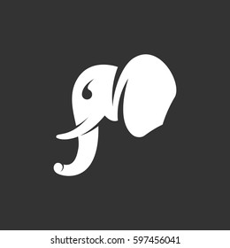 Elephant icon isolated on black background. Elephant vector logo. Flat design style. Modern vector pictogram for web graphics - stock vector