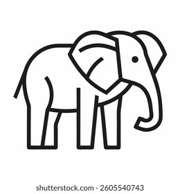 elephant icon line art vector on white background