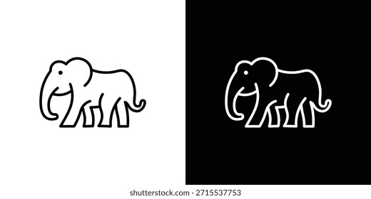 Elefantensymbol im Liniendesign. Bearbeitbare Strichsymbole.