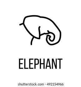 Elephant icon or logo in modern line style. High quality black outline pictogram for web site design and mobile apps. Vector illustration on a white background. 