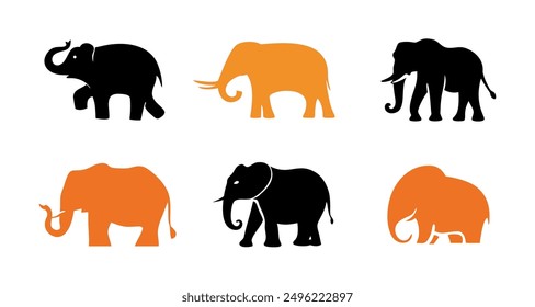 Diseño gráfico de forma de ilustración de silueta de Vector de icono de elefante