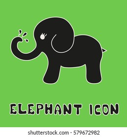 elephant Icon Elephant Logo Vector with text on the green background