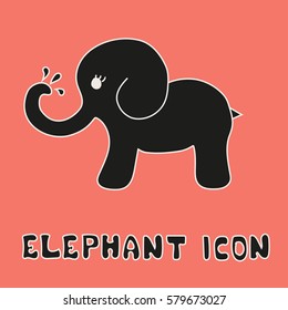 elephant Icon Elephant Logo Vector with text on the pink background