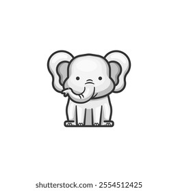 Elephant icon on white background. Cartoon elephant icon animal concept.