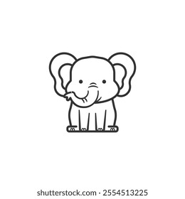 Elephant icon on white background. Outline elephant icon animal concept.