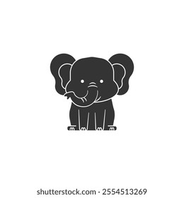 Elephant icon on white background. Silhouette elephant icon animal concept.