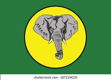 Elephant icon on yellow and green background