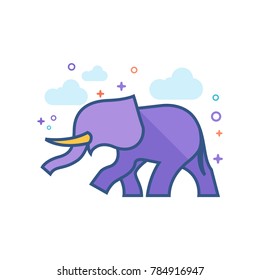 Elephant icon in outlined flat color style. Vector illustration.