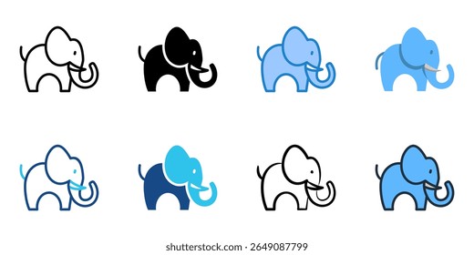 Elephant icon set multiple style collection 
