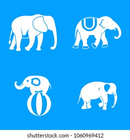 Elephant icon set. Simple set of elephant vector icons for web design isolated on blue background