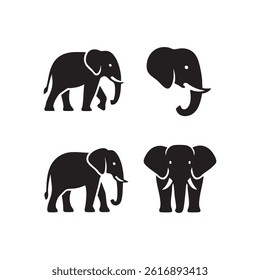 Elephant Icon Set Vector Art