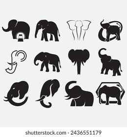 Elephant icon set vector illustration
