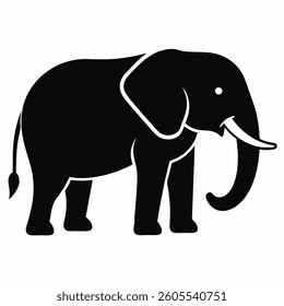 elephant icon silhouette vector on white background