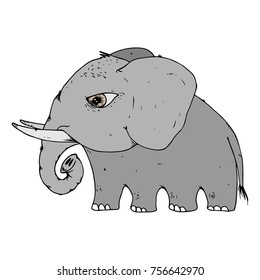 Elephant icon. Vector illustration of cartoon elephant. Hand drawn cute elephant.
