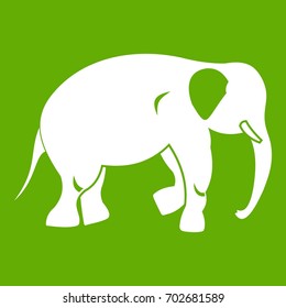 Elephant icon white isolated on green background. Vector illustration