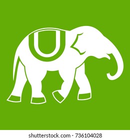 Elephant icon white isolated on green background. Vector illustration