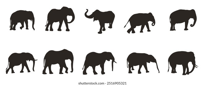 Ilustración vectorial de colección de iconos de elefante