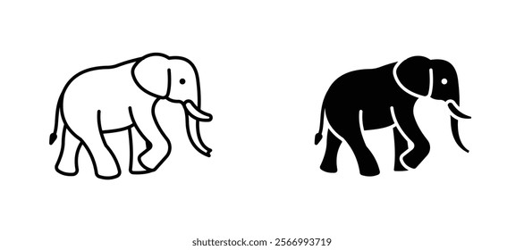 Elephant icons in outline and fill. vector illustration for ui.