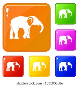 Elephant icons set collection vector 6 color isolated on white background