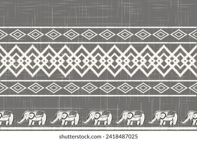 elephant ikat African Indian art, Abstract White. Ethnic beautiful seamless pattern. India Thai pattern. Mexican striped style. Native traditional. Design for background, fabric, clothing Kente.