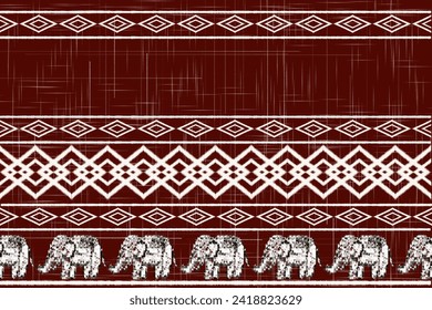 elephant ikat African Indian art, Abstract White. Ethnic beautiful seamless pattern. India Thai pattern. Mexican striped style. Native traditional. Design for background, fabric, clothing Kente.