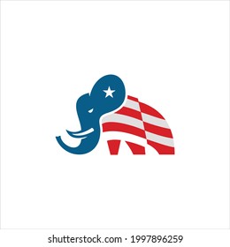 elephant illustration with american flag