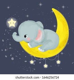 Elephant illustration, animal clipart for scrapbooking and decoration.