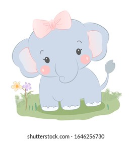 Elephant illustration, animal clipart for scrapbooking and decoration.