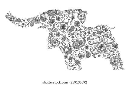 Elephant illustration in classic Indian ornament