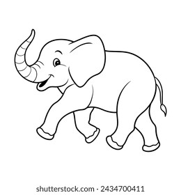 Elephant illustration coloring page for kids